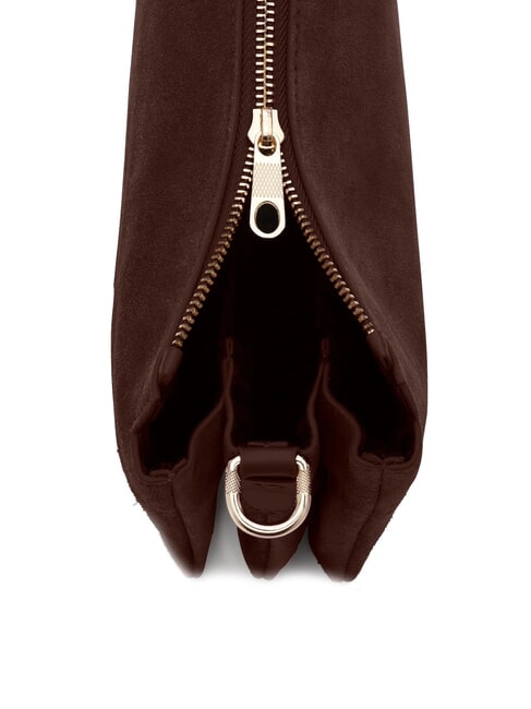 FEATHER SMALL Borsa a tracolla piccola in pelle suede moro - Borse Donna