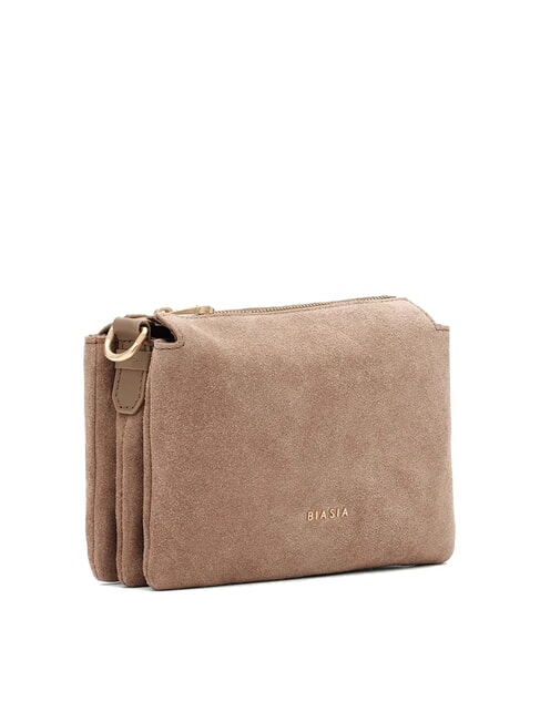 FEATHER SMALL Borsa a tracolla piccola in pelle suede taupe - Borse Donna