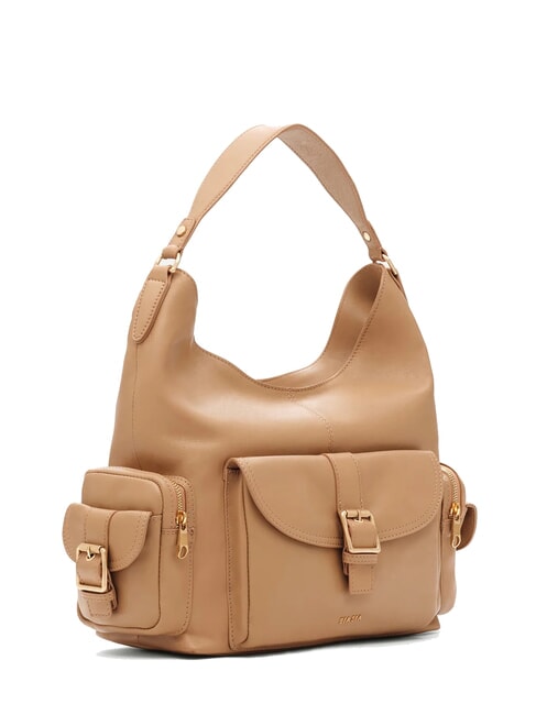 FACTOR Borsa a spalla cargo in pelle con tracolla camel - Borse Donna