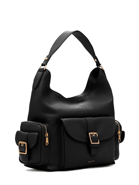 FACTOR Borsa a spalla cargo in pelle con tracolla nero - Borse Donna