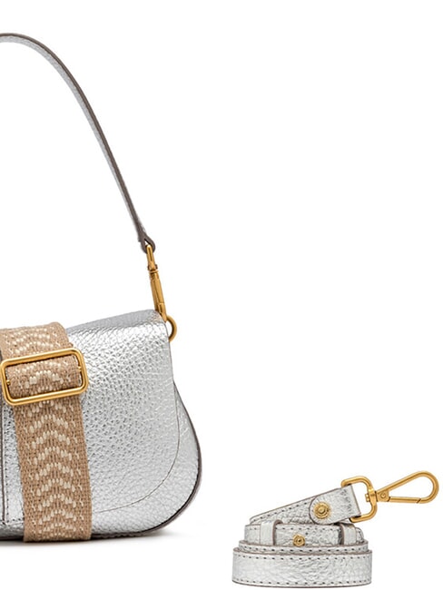 HELENA ROUND Borsa in pelle con doppia tracolla silver - Borse Donna