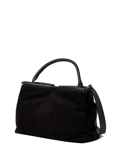 LISBET GEOMETRIC PATCH Borsa a mano in pelle con tracolla Nero - Borse Donna
