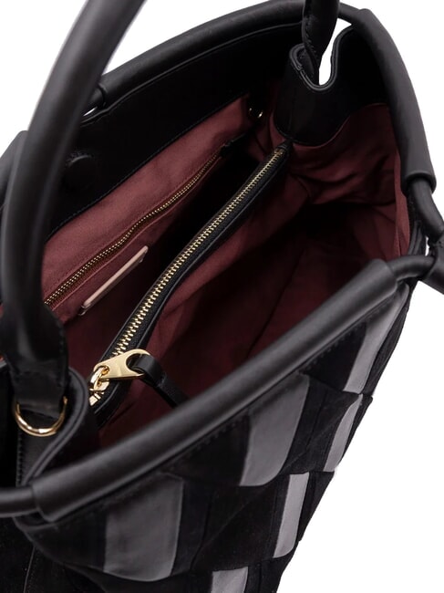 LISBET GEOMETRIC PATCH Borsa a mano in pelle con tracolla Nero - Borse Donna