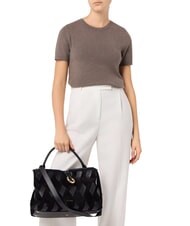 COCCINELLE LISBET GEOMETRIC PATCH Borsa a mano in pelle con tracolla Nero - Borse Donna - 5