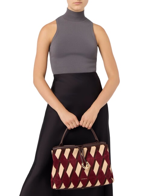 LISBET GEOMETRIC PATCH Borsa a mano in pelle con tracolla mult.ribes/brun - Borse Donna