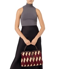 COCCINELLE LISBET GEOMETRIC PATCH Borsa a mano in pelle con tracolla mult.ribes/brun - Borse Donna - 5