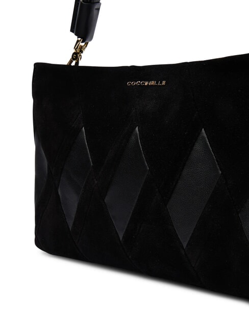 BOHEME NEW GEOMETETRIC PATCH Borsa a mano pelle suede con tracolla Nero - Borse Donna