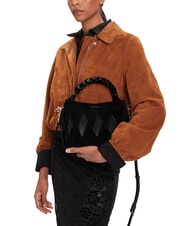 COCCINELLE BOHEME NEW GEOMETETRIC PATCH Borsa a mano pelle suede con tracolla Nero - Borse Donna - 6
