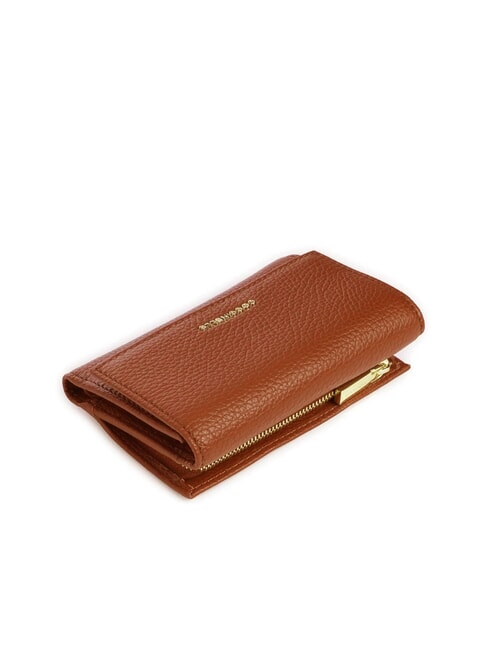 METALLIC SOFT Portafoglio bifold pelle martellata cognac - Portafogli Donna