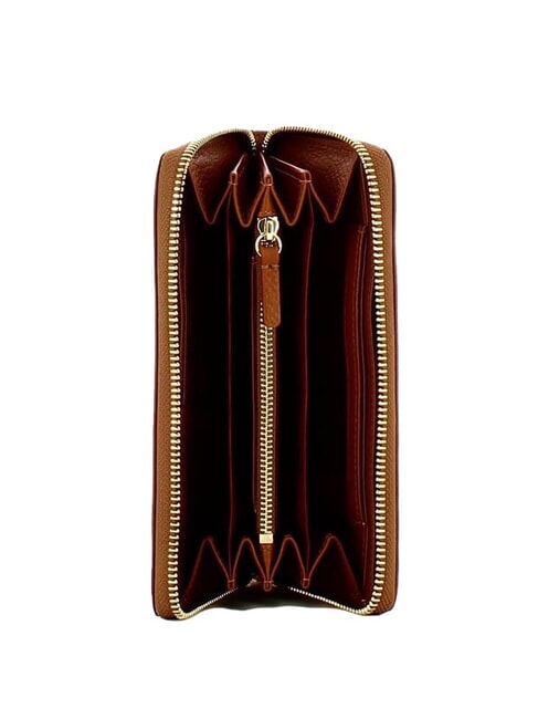 METALLIC SOFT Portafoglio zip pelle martellata cognac - Portafogli Donna