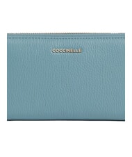 COCCINELLE METALLIC SOFT Portafoglio zip pelle martellata arctic blue - Portafogli Donna - 3
