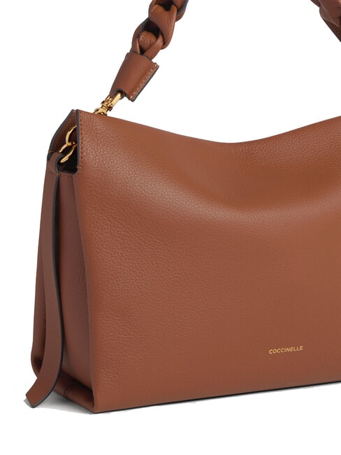 BOHEME GRANA DOUBLE Borsa in pelle martellata con tracolla cognac/noir - Borse Donna