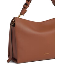 COCCINELLE BOHEME GRANA DOUBLE Borsa in pelle martellata con tracolla cognac/noir - Borse Donna - 3