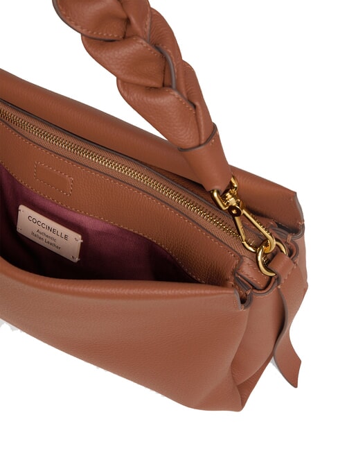 BOHEME GRANA DOUBLE Borsa in pelle martellata con tracolla cognac/noir - Borse Donna