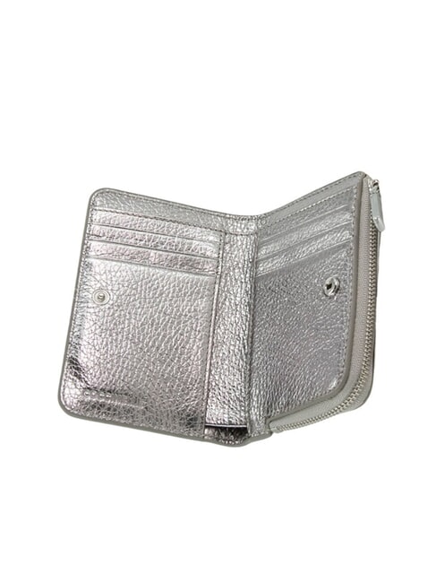 METALLIC SOFT Portafoglio piccolo in pelle steel - Portafogli Donna