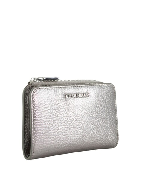 METALLIC SOFT Portafoglio piccolo in pelle steel - Portafogli Donna