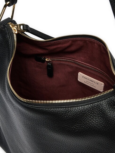 MALORY Borsa sacca a spalla in pelle martellata Nero - Borse Donna