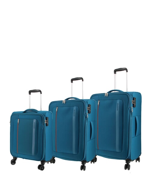 BLAZING RIDE Set 8 pezzi: 3 Trolley, 1 Borsone, 2 Zaini, 2 Beauty teal/orange - Set Trolley