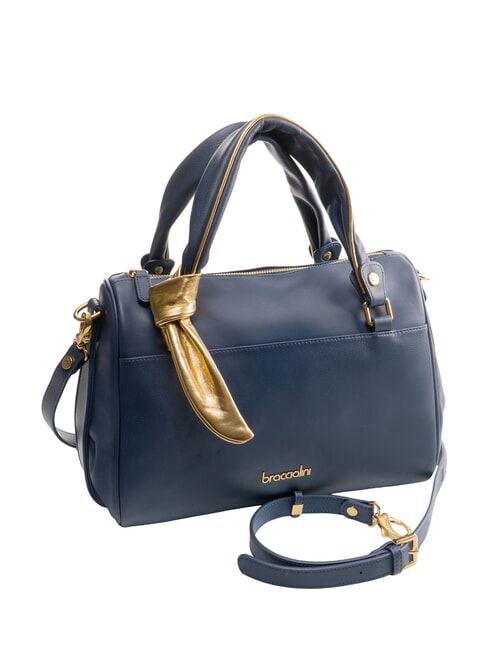 GRETA Borsa a bauletto in pelle con tracolla blu - Borse Donna
