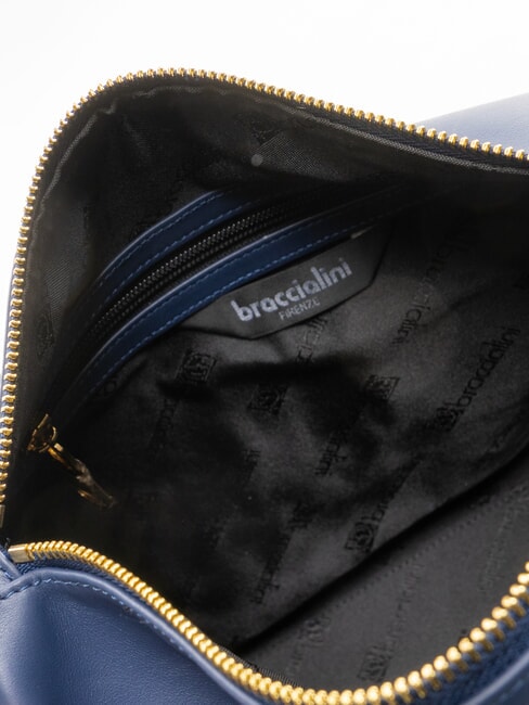 GRETA Borsa a bauletto in pelle con tracolla blu - Borse Donna