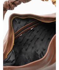 BRACCIALINI SARA Borsa hobo a spalla in pelle con fiori marrone - Borse Donna - 5