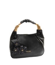 BRACCIALINI SARA Borsa hobo a spalla in pelle con fiori nero - Borse Donna - 2