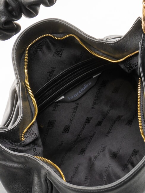 SARA Borsa hobo a spalla in pelle con fiori nero - Borse Donna