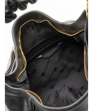 BRACCIALINI SARA Borsa hobo a spalla in pelle con fiori nero - Borse Donna - 4