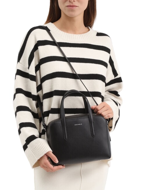 SWAP Borsa a bauletto in pelle con tracolla Nero - Borse Donna