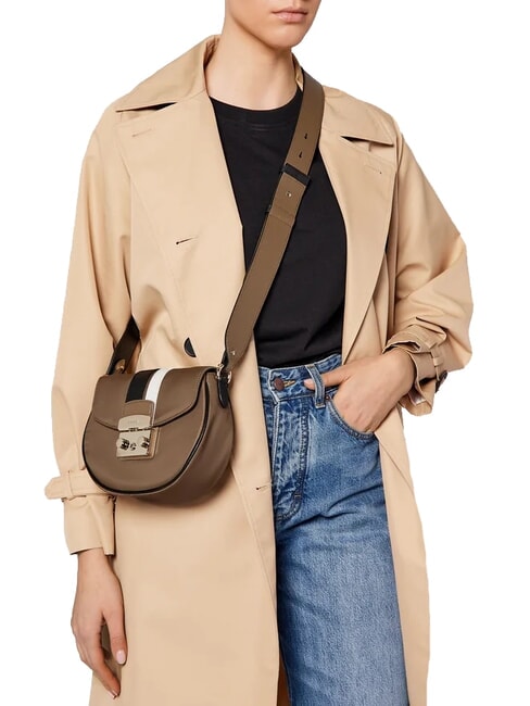 METROPOLIS Borsa mini a tracolla fango+nero+talco h - Borse Donna