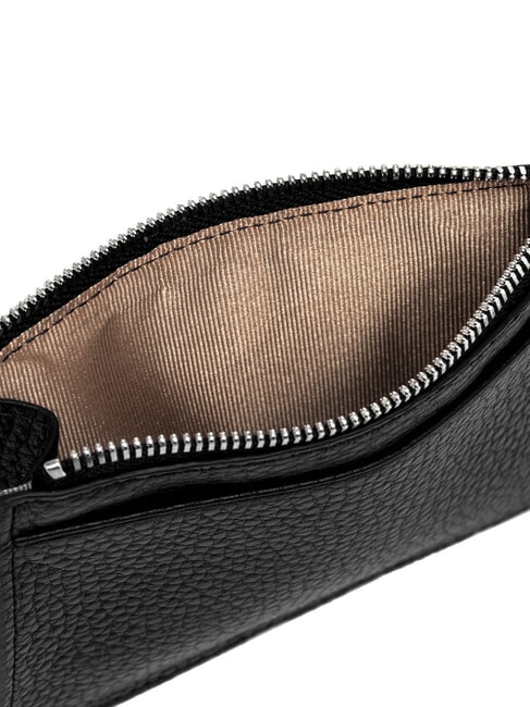 GRAIN Portafoglio piatto in pelle con zip Nero - Portafogli Donna