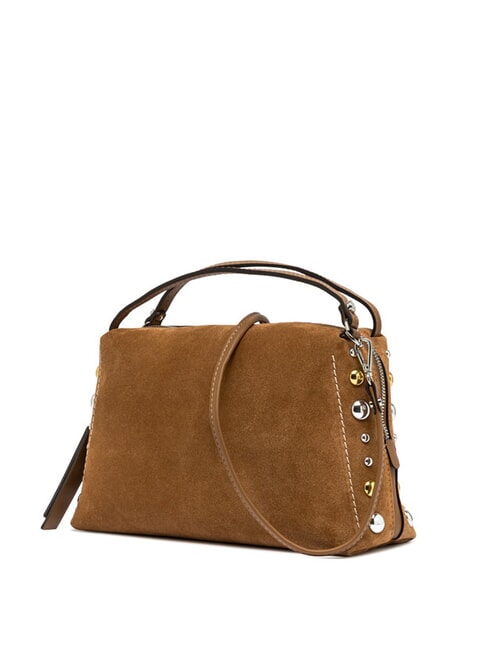 ALIFA Borsa in pelle suede a mano con tracolla caramel - Borse Donna