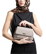 GUESS ZARELA Borsa a cartelletta a mano dark taupe logo - Borse Donna - 3