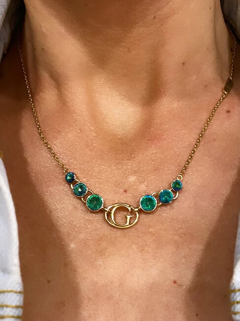 RIVOLI Collana con cristalli yellow gold/emerald - Collane