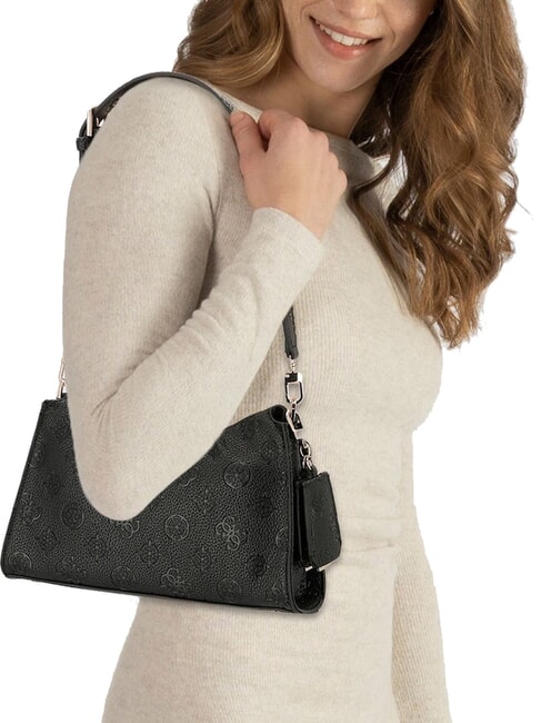 CRESIDIA II Borsa a spalla con zip black logo - Borse Donna