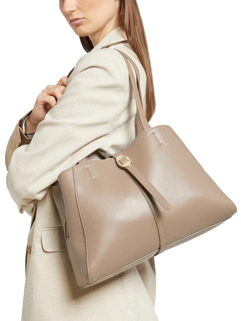 CHARA Borsa a spalla in pelle warm taupe - Borse Donna