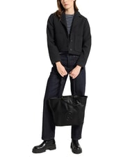 COCCINELLE CALLISTO Borsa shopping in pelle logo rilievo Nero - Borse Donna - 4