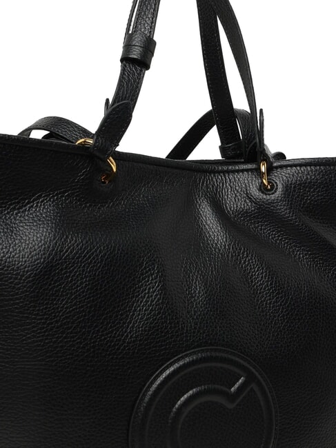 CALLISTO Borsa shopping in pelle logo rilievo Nero - Borse Donna