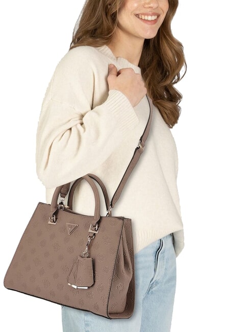 CRESIDIA II Borsa a mano con tracolla dark taupe logo - Borse Donna