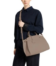 COCCINELLE KLICHE Borsa a mano in pelle con tracolla warm taupe - Borse Donna - 4
