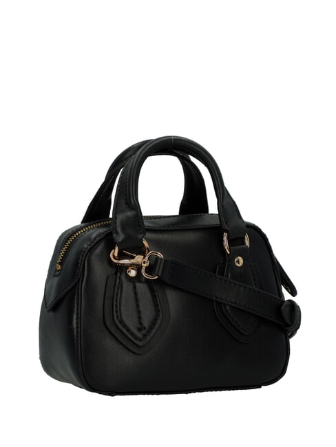 DAPHNE Borsa mini bauletto in pelle con tracolla Nero Oro - Borse Donna