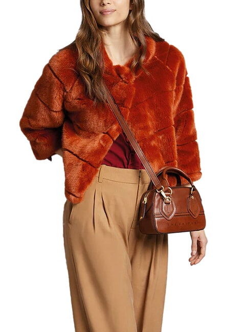 DAPHNE Borsa mini bauletto in pelle con tracolla MARRONE - Borse Donna