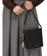 FURLA ROXIE Borsa secchiello a tracolla pelle ares Nero - Borse Donna - 5