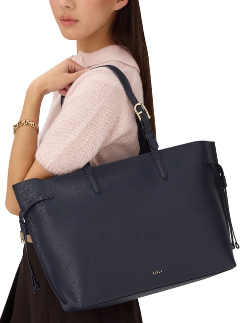 AVA Borsa shopping grande in pelle ink blue+ink blue int. - Borse Donna