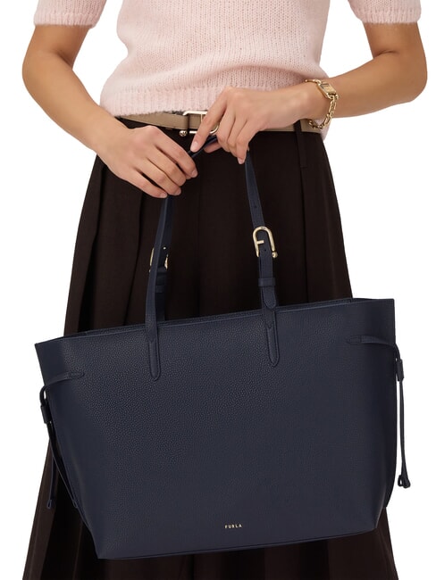 AVA Borsa shopping grande in pelle ink blue+ink blue int. - Borse Donna