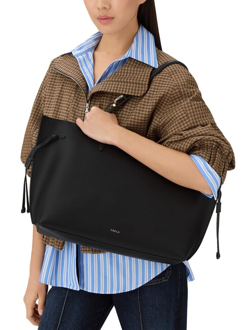 AVA Borsa shopping grande in pelle nero+nero int - Borse Donna