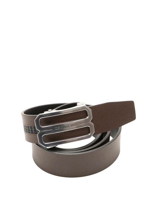 DOUBLEFACE Cintura reversibile in pelle nero/testa di moro - Cinture