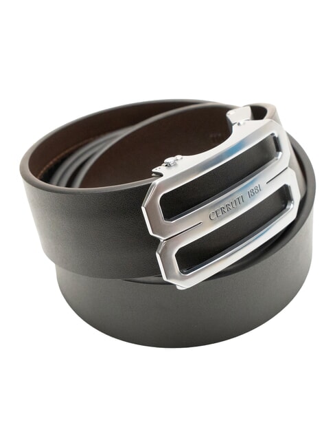 DOUBLEFACE Cintura reversibile in pelle nero/testa di moro - Cinture