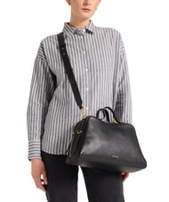 COCCINELLE KLICHE Borsa a mano in pelle martellata Nero - Borse Donna - 4