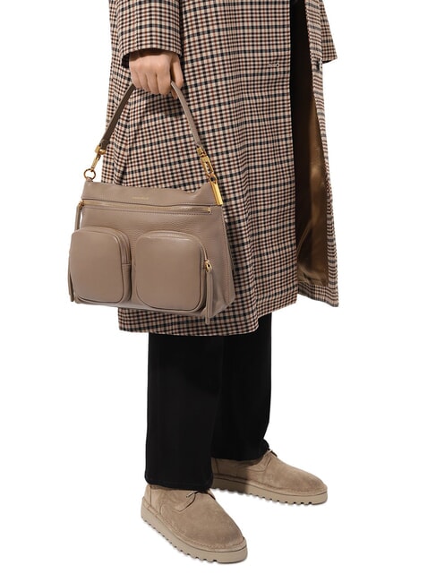 HYLE Borsa media in pelle doppia funzione warm taupe - Borse Donna